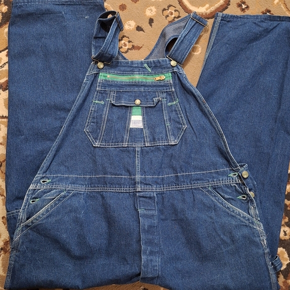 Liberty Made in USA Vintage Denim Work Wear Bibs Overalls Men's Size 42 x 29" - Picture 6 of 11